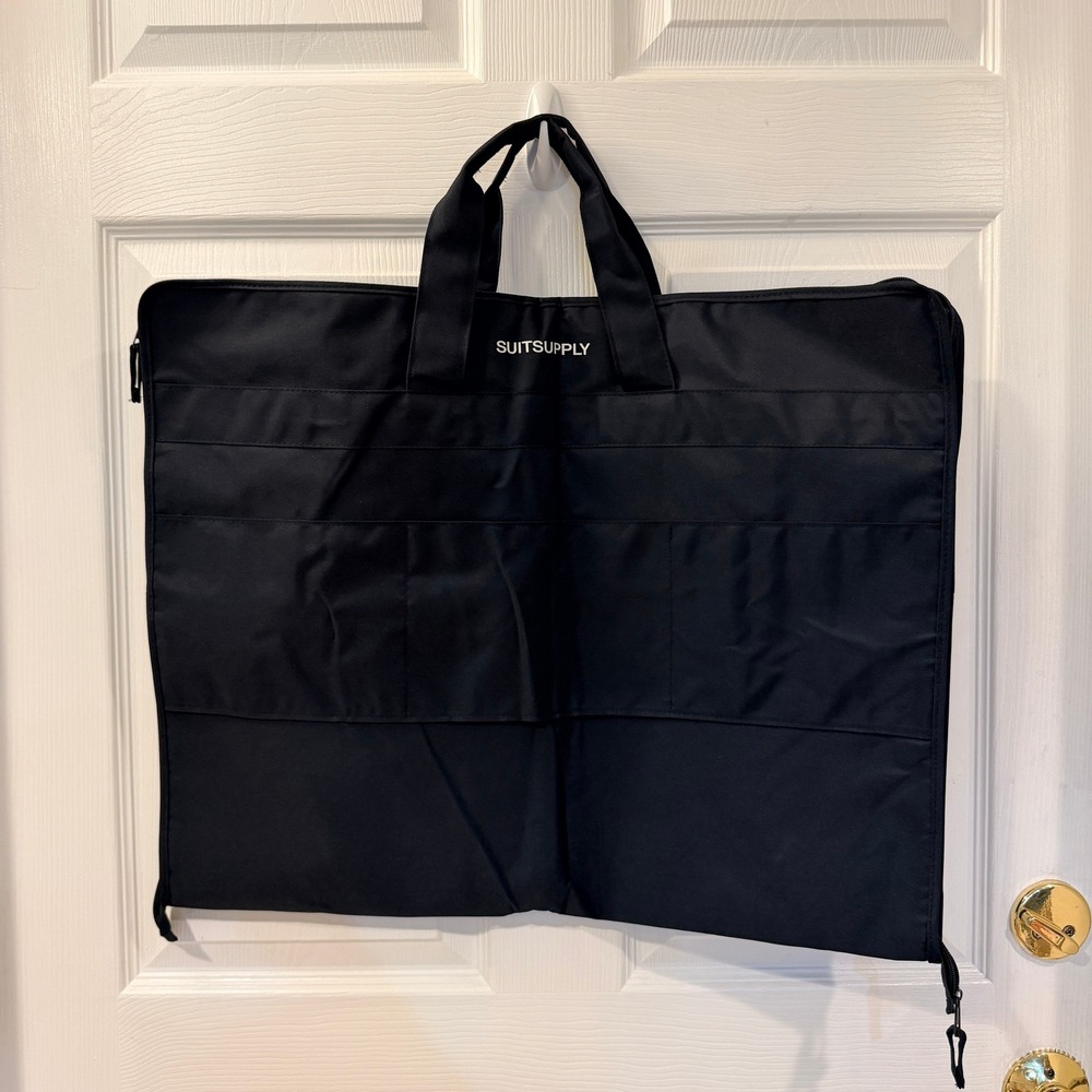 Suitsupply Black Foldable Garment Bag Suit Cover Travel Carrier W/Handles